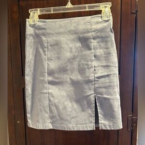 Windsor Light Blue Faux Suede Skirt
